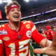 Patrick Mahomes celebrating Super Bowl win