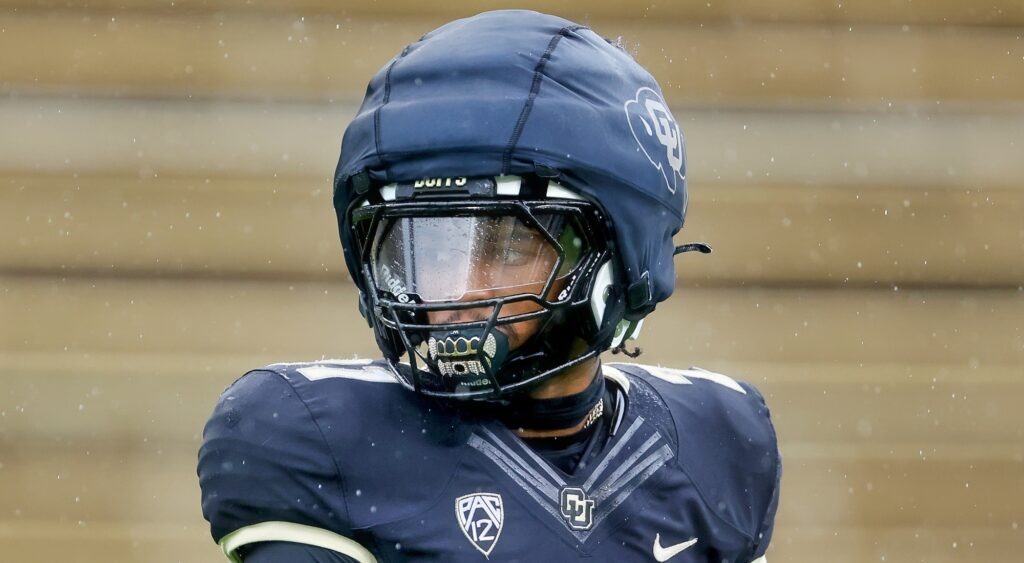 Shilo Sanders of Colorado Buffaloes looking on.