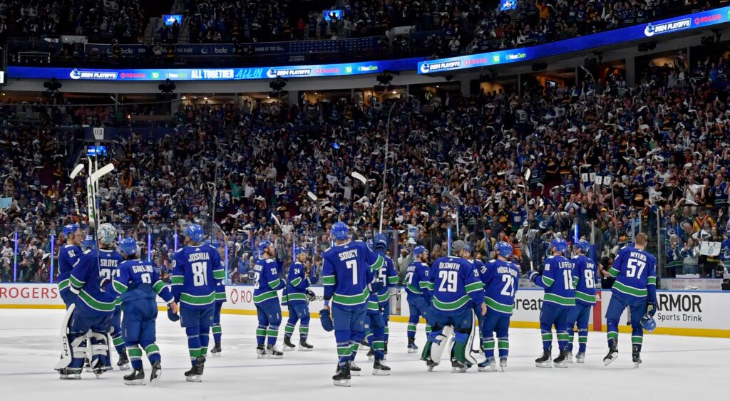 Vancouver Canucks team on ice