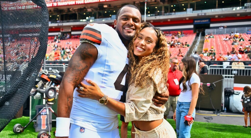 Deshaun Watson and Jilly Anais during NFL game