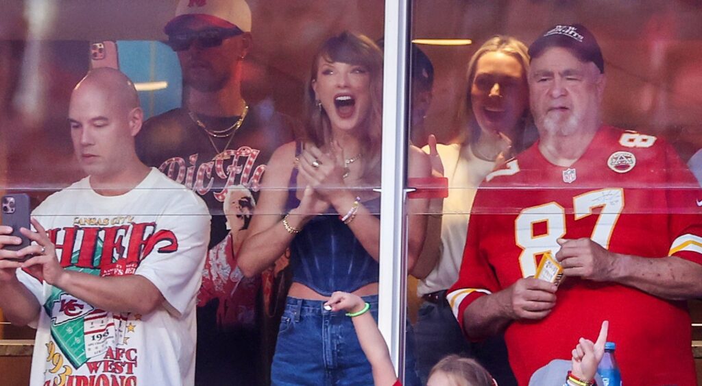 Taylor Swift watching Kansas City Chiefs game in suite.