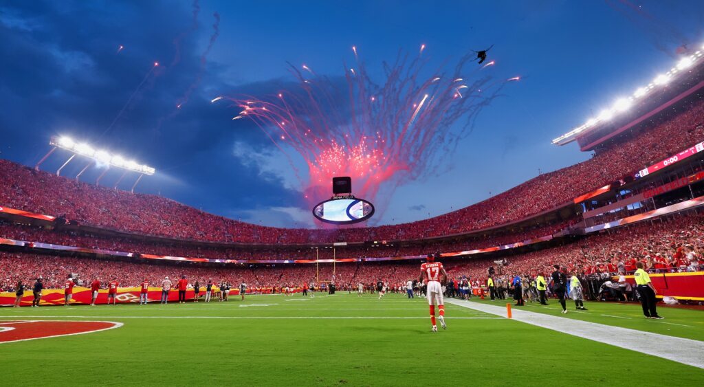 NFL kickoff game between Chiefs and Ravens.