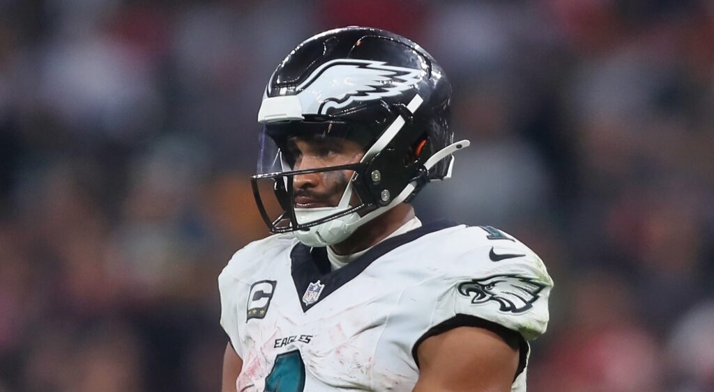 Jalen Hurts of Philadelphia Eagles looking on.