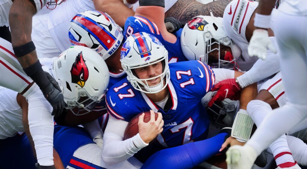 Josh Allen in pile