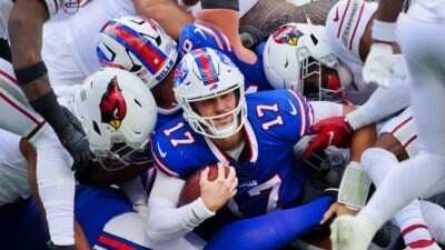 Josh Allen in pile