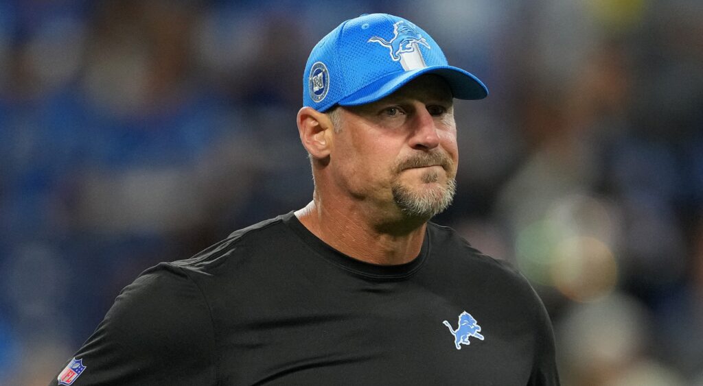 Dan Campbell in Lions gear