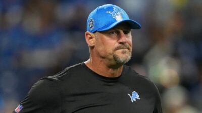 Dan Campbell in Lions gear