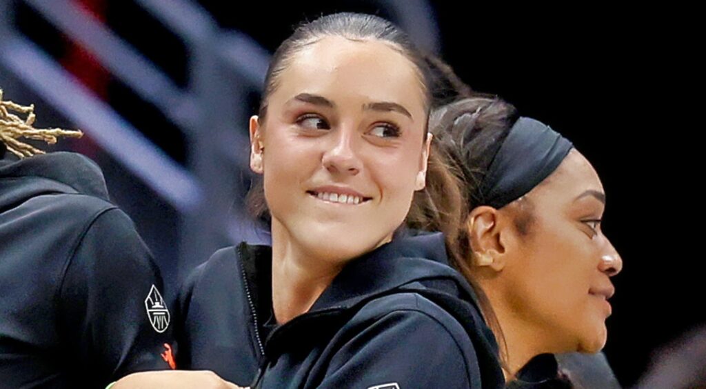 Nika Muhl looks on during a game.