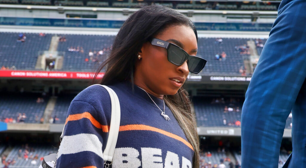 Simone Biles in Bears gear