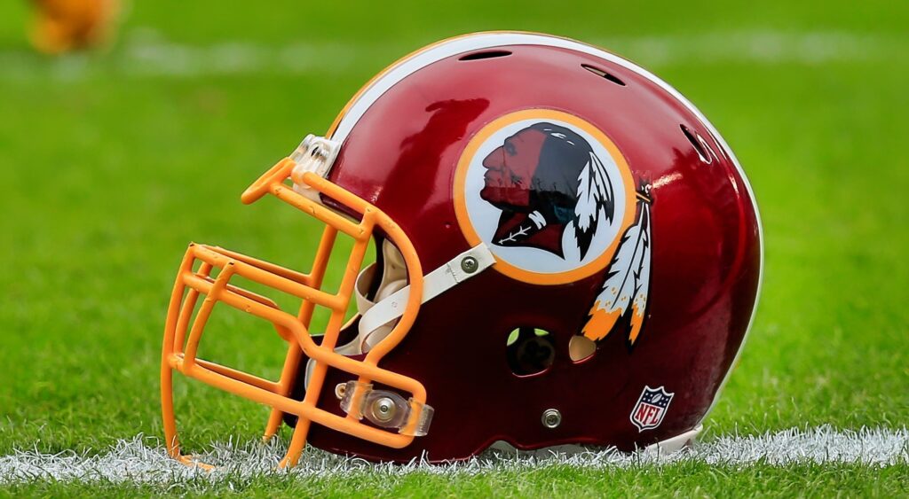 Washington Redskins, now Washington Commanders old helmet on ground