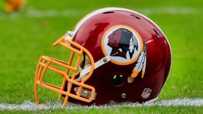 Washington Redskins helmet on ground