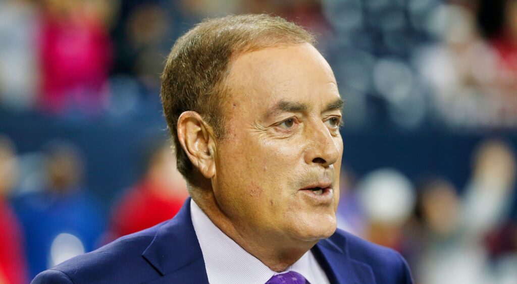 Al Michaels looking on before NFL game.