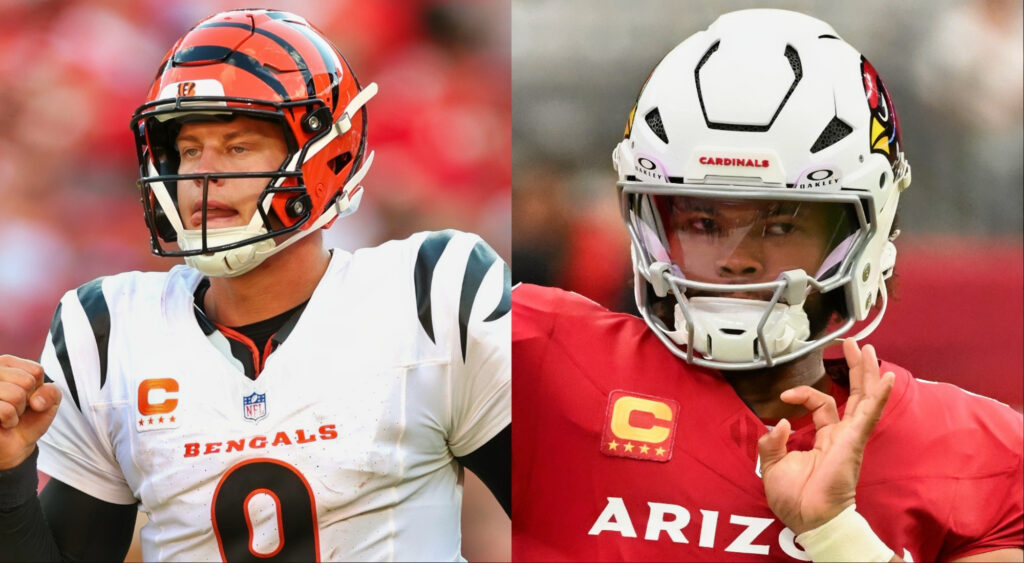 Joe Burrow is the quarterback for the Cincinnati Bengals, and Kyler Murray stars for the Arizona Cardinals.