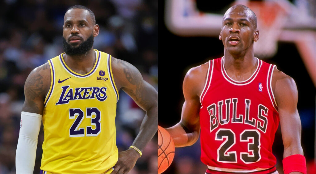 LeBron James and Michael Jordan are both known as basketball GOATs.