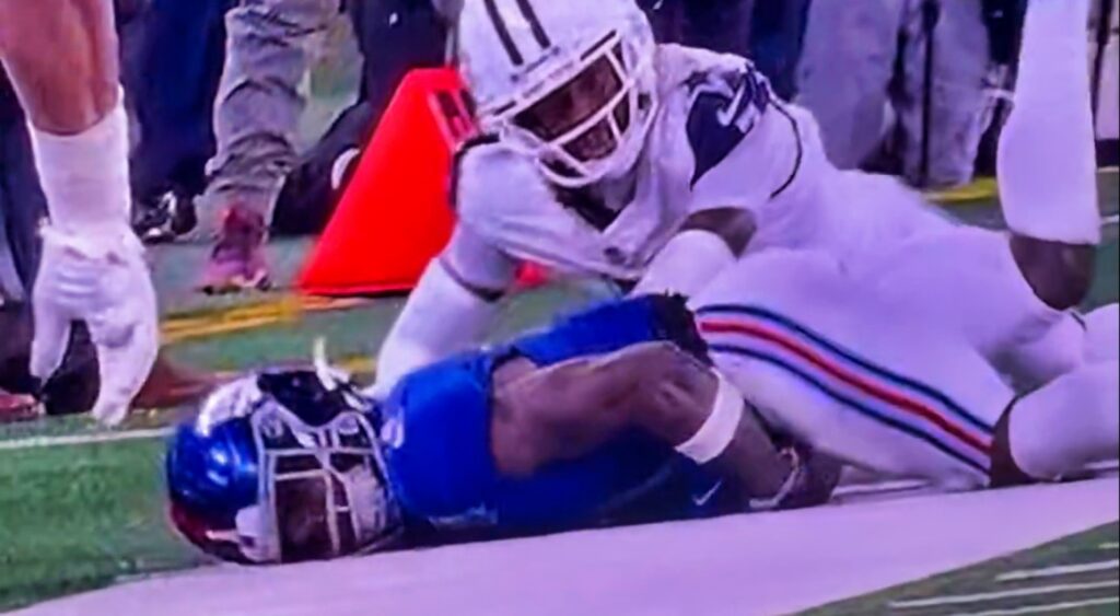 Malik Nabers on the ground.