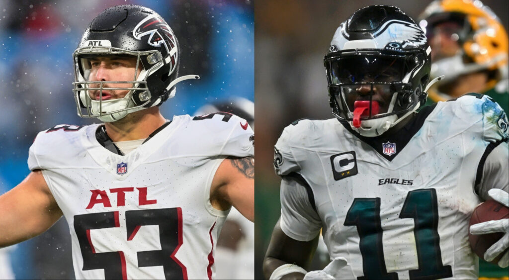 Nate Landman and A.J. Brown are among the injured players for the Falcons vs. Eagles game.