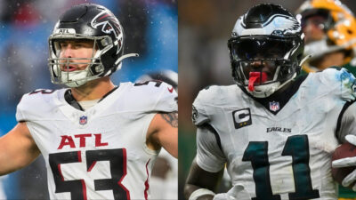 Nate Landman and A.J. Brown are among the injured players for the Falcons vs. Eagles game.