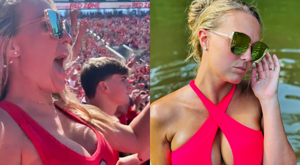 Photos of Ohio State fan in red tops