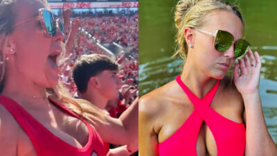 Photos of Ohio State fan in red tops