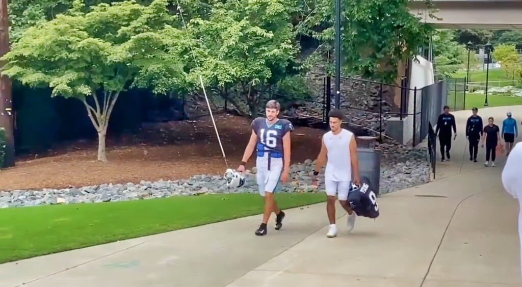 Bryce Young walking to practice