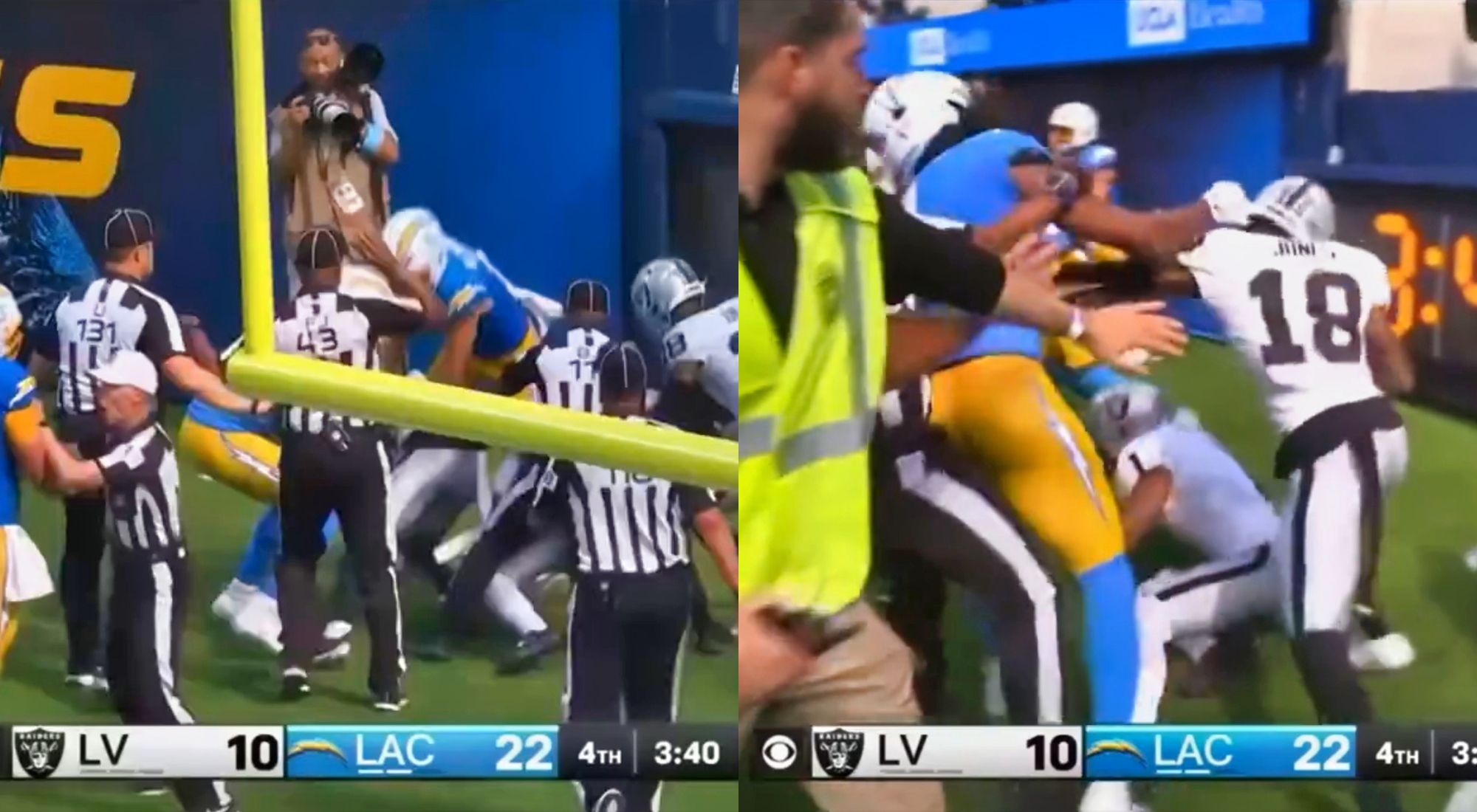 Chargers vs Raiders Brawl Intense Fight Leads to Player Ejections