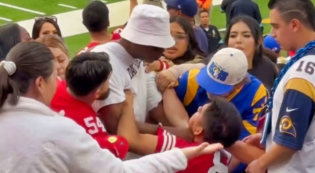 Rams and 49ers fans fighting in stands