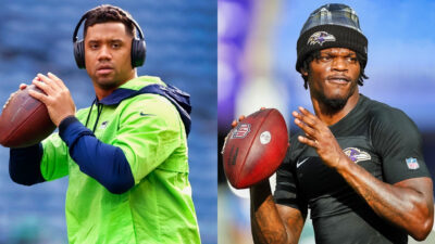 All-time highest rushing yards: Russell Wilson [L] and Lamar Jackson [R]