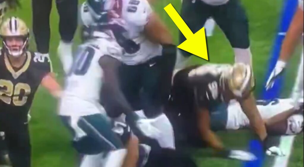 VIDEO: Cameras Caught Saints' Payton Turner Disgustingly Spitting On Eagles' DeVonta Smith While He Was Unconscious On The Ground Following Dirty Head-Shot