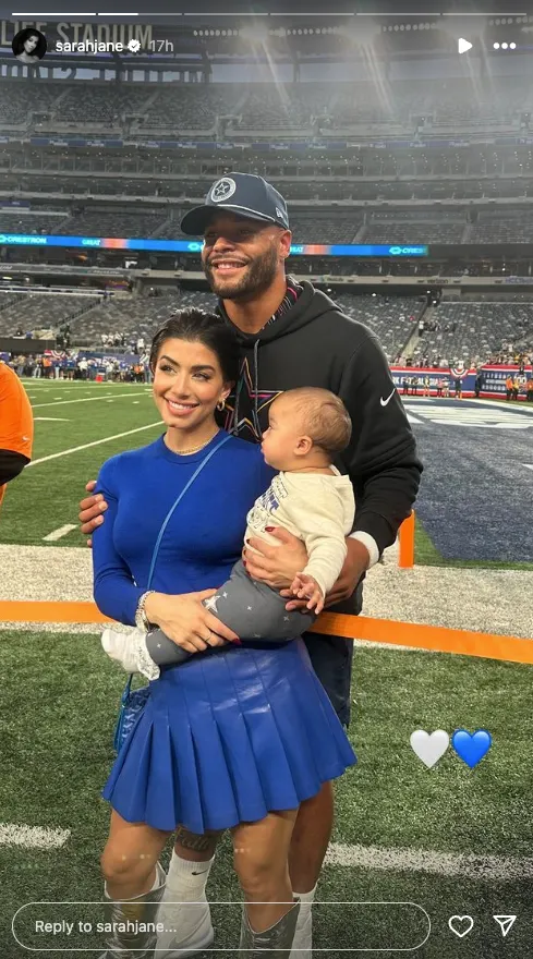 Dak Prescott with Sarah Jane and their baby girl