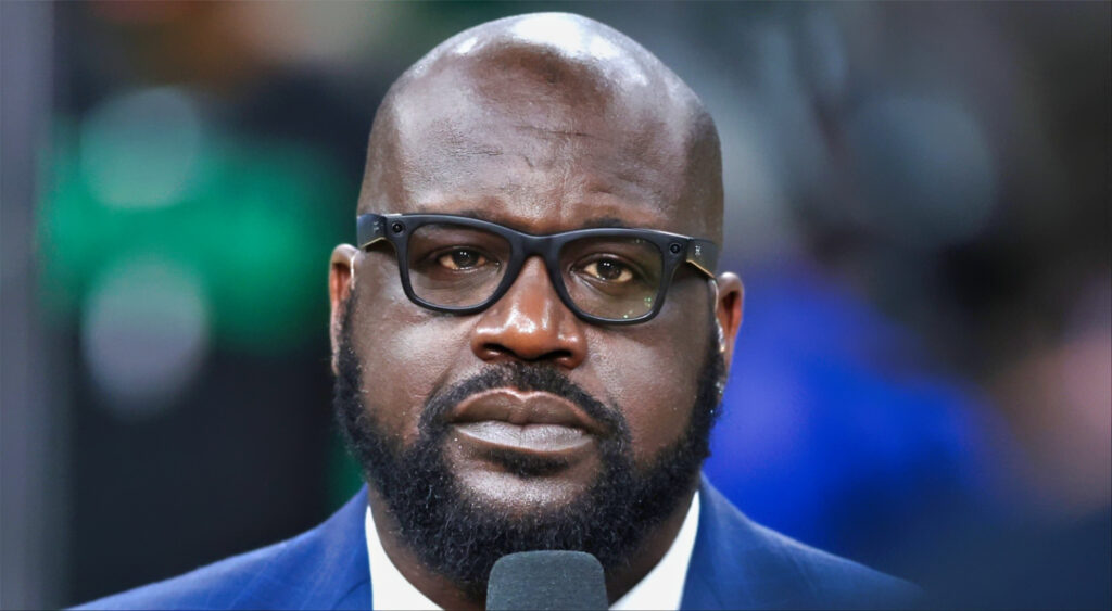 Shaquille O'Neal speaks before Game Two of the 2024 NBA Finals.