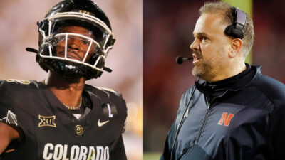 Photos of Shedeur Sanders and Matt Rhule