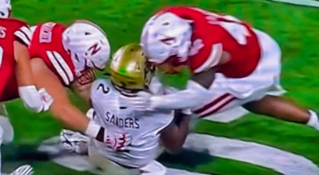 Shedeur Sanders taking a headshot vs. Nebraska.