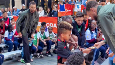 Steph Curry Shows Young Fans His Olympics Gold Medal