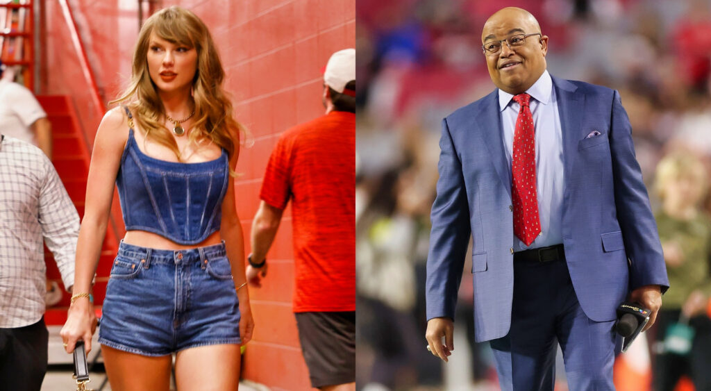 Photos of Taylor Swift and Mike Tirico