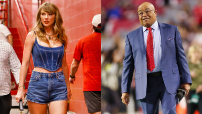 Photos of Taylor Swift and Mike Tirico