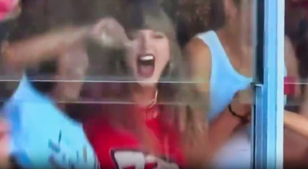 Taylor Swift celebrating in suite