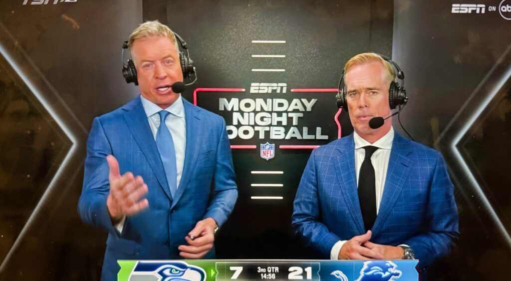 Troy Aikman and Joe Buck on MNF for the Seahawks-Lions game.