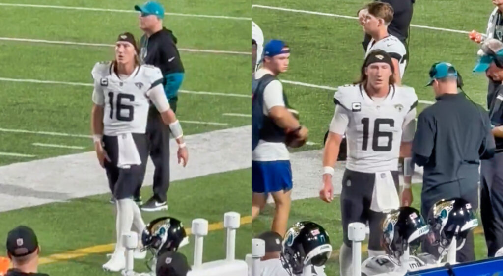 Trevor Lawrence of Jacksonville Jaguars looking on.