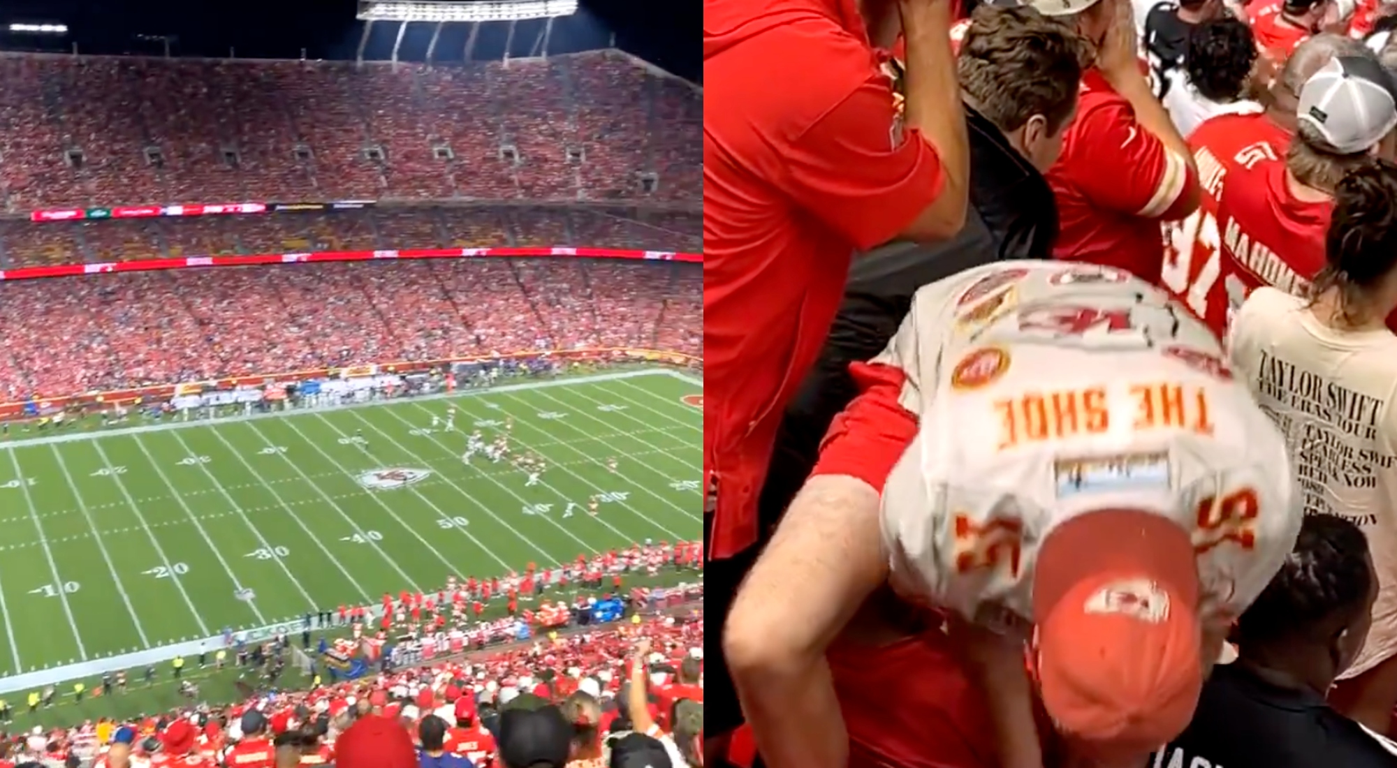 Chiefs fan "The Shoe" smacking a chair