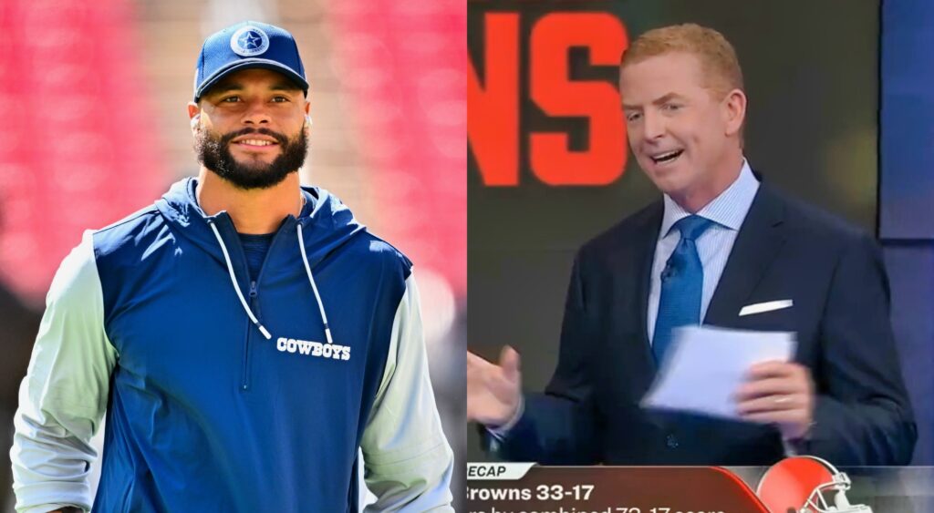 Dak Prescott on the field and Jason Garrett on SNF