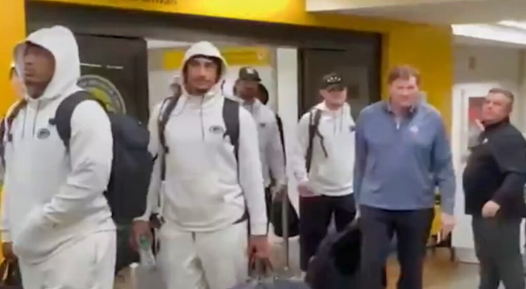 Green Bay Packers at airport in Brazil.