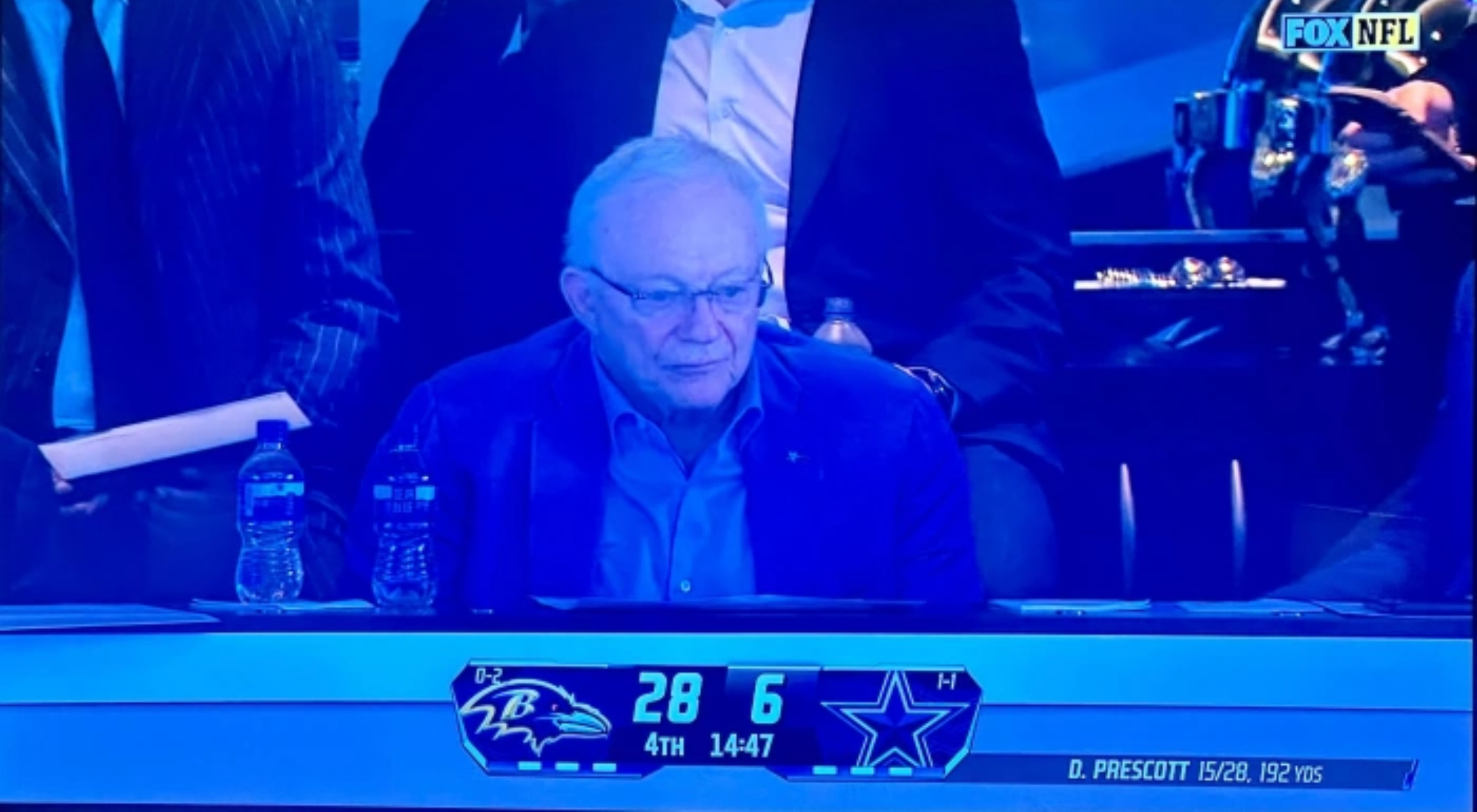 Cameras Caught Jerry Jones' Hysterical Reaction During Dallas Cowboys' Humiliating Loss To Baltimore Ravens & The Jokes Won't Stop