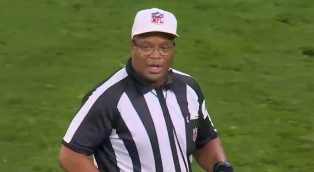 NFL referee Ronald Torbert preparing to make a callat game.