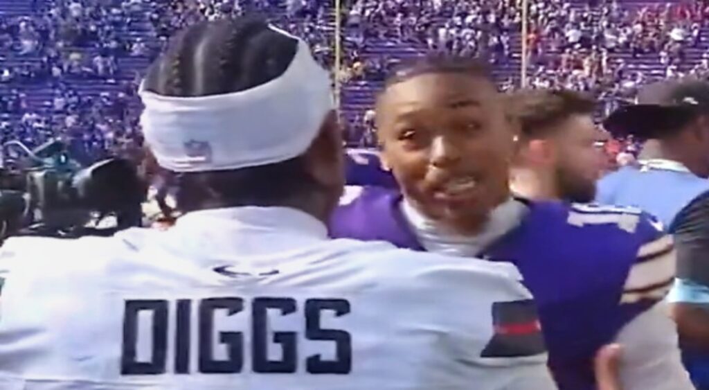 Stefon Diggs and Justin Jefferson speaking after game.