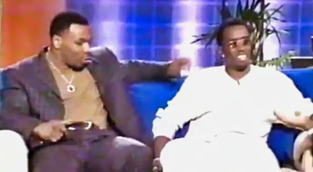 Mike Tyson sitting next to Diddy on the Keenen Ivory Wayans Show