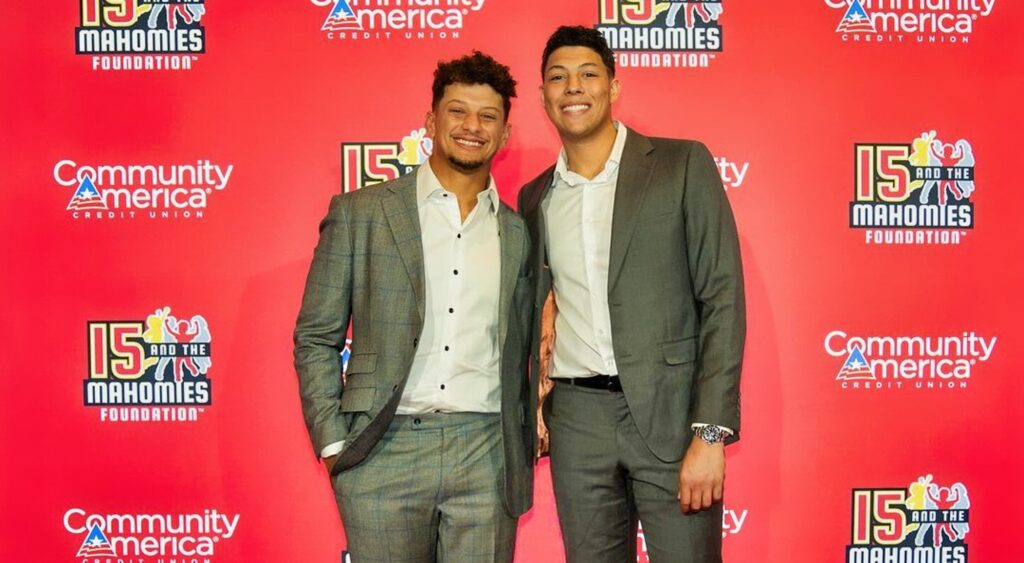 Patrick and Jackson Mahomes at the 15 and the Mahomes Foundation Gala