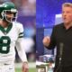 Aaron Rodgers n Jets uniform and Pat McAfee on his podcast show