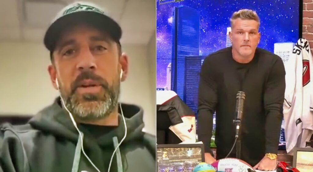 Aaron Rodgers and Pat McAfee on podcast show