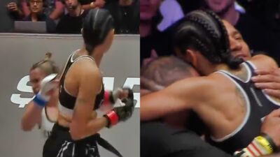 Aline Pereira Knocks out opponent with a left hook