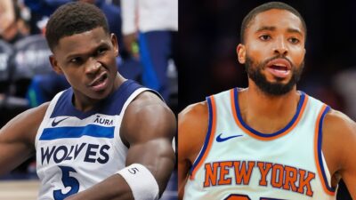 Anthony Edwards engaged in a heated trash-talking exchange with Mikal Bridges